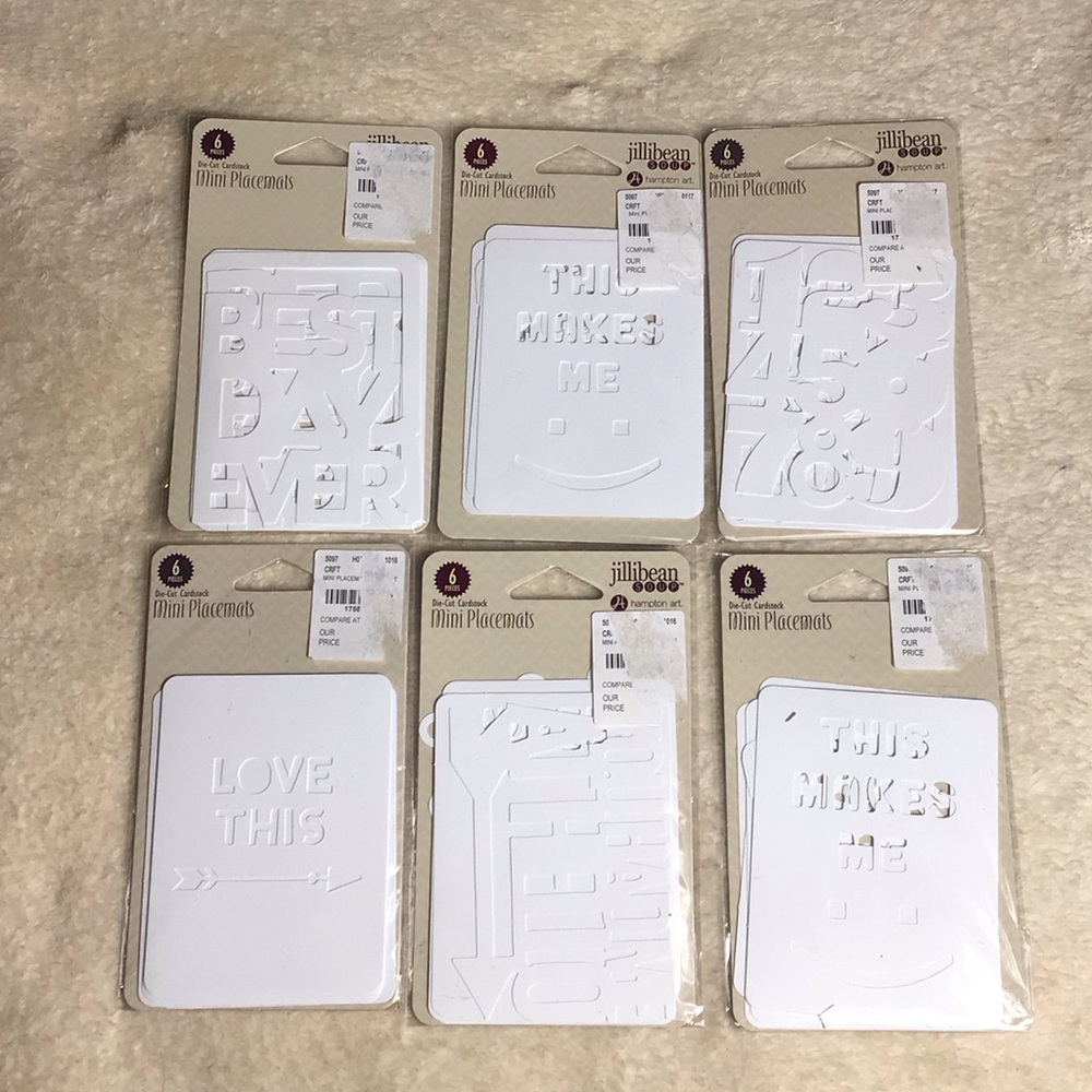 Set of 6 Die Cut cardstock Mini Placemats Set